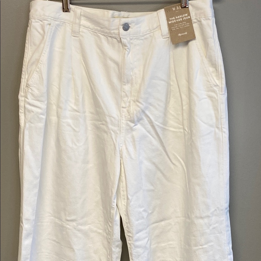 Madewell White Flare Wide Leg Jeans Textured Denim - Picture 5 of 9